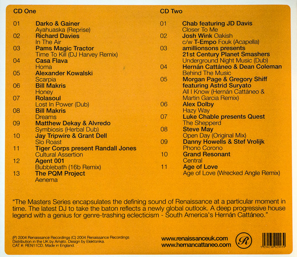 Hernán Cattáneo The Masters Series | Part 5 | 2 CDS + Tracklist | 2004